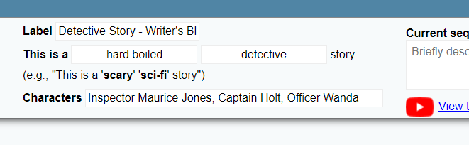 Character set-up for Writer's block