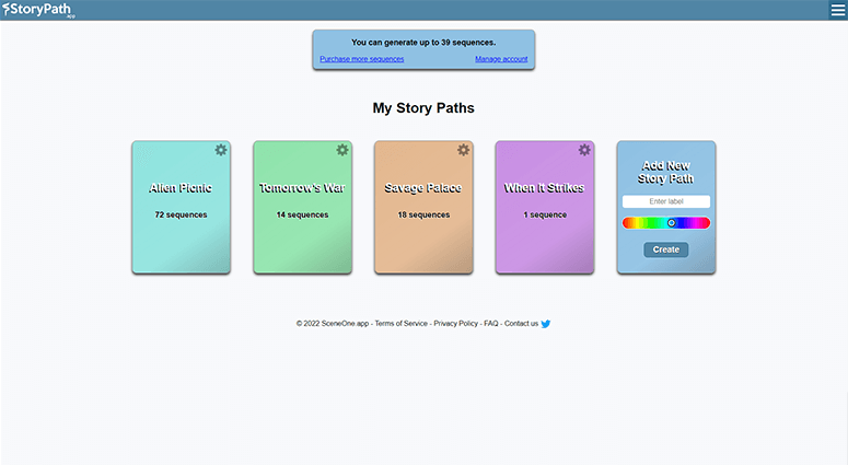 Organise your Story Paths either by novel, movie, throughline, or any other way you want!